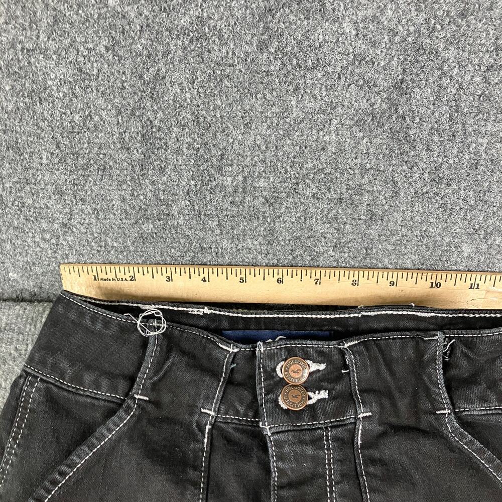 Hollister High Rise Jeans Womens 25x27 Black Wide Leg Frayed Hem Casual - Picture 5 of 10